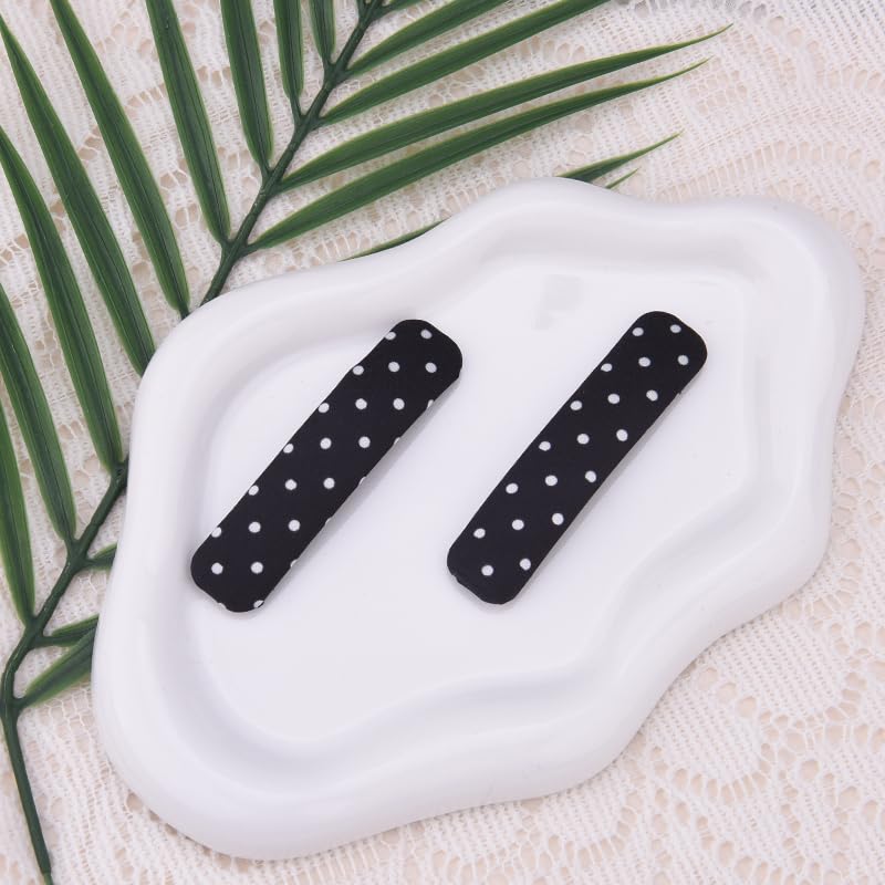 Sdopbinbin Polka Dot Snap Hair Clips Barrettes for Women French Vintage Hair Clips Black And White Hair Clip Cute Side Hair Clip Polka Dot Hair Accessories for Women Small Square Hair Barrettes 2Pcs - Image 3